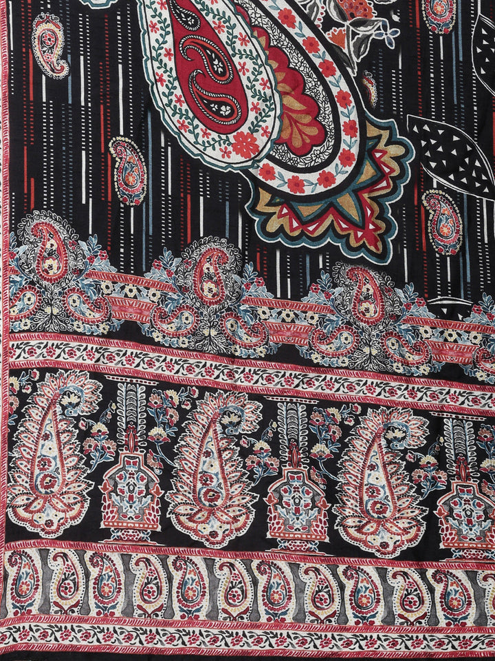 Off White Muslin Printed Three Piece Set