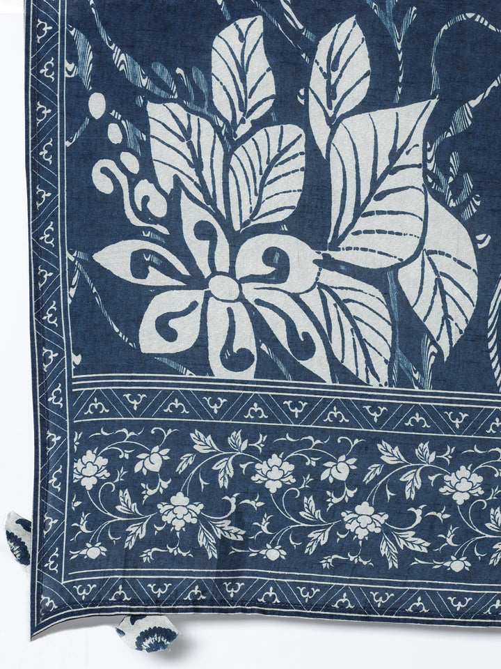 Indigo Muslin Digital printed Three piece suit set