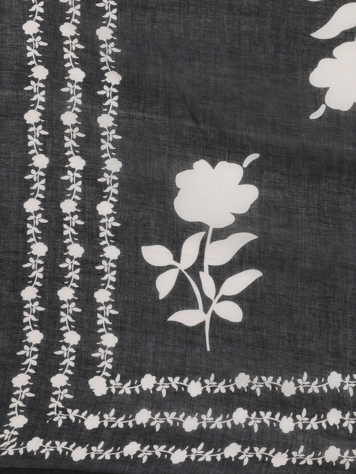 Neerus Black cotton printed suit set - detail view 3