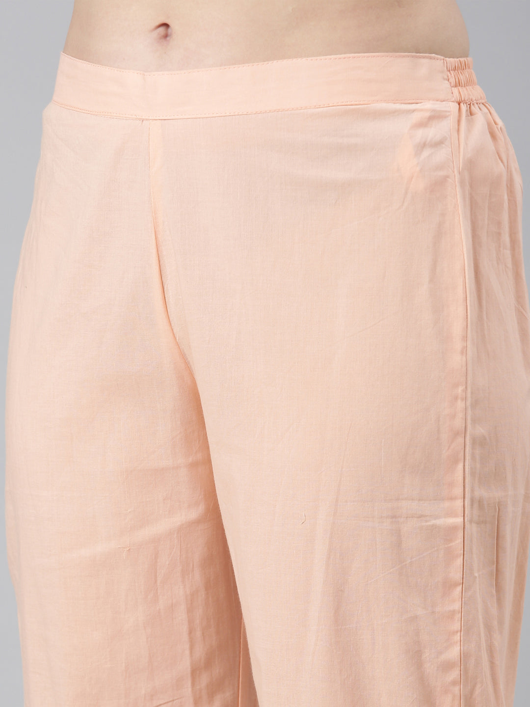 Neerus Orange cotton printed kurta set with trousers - detail view 2