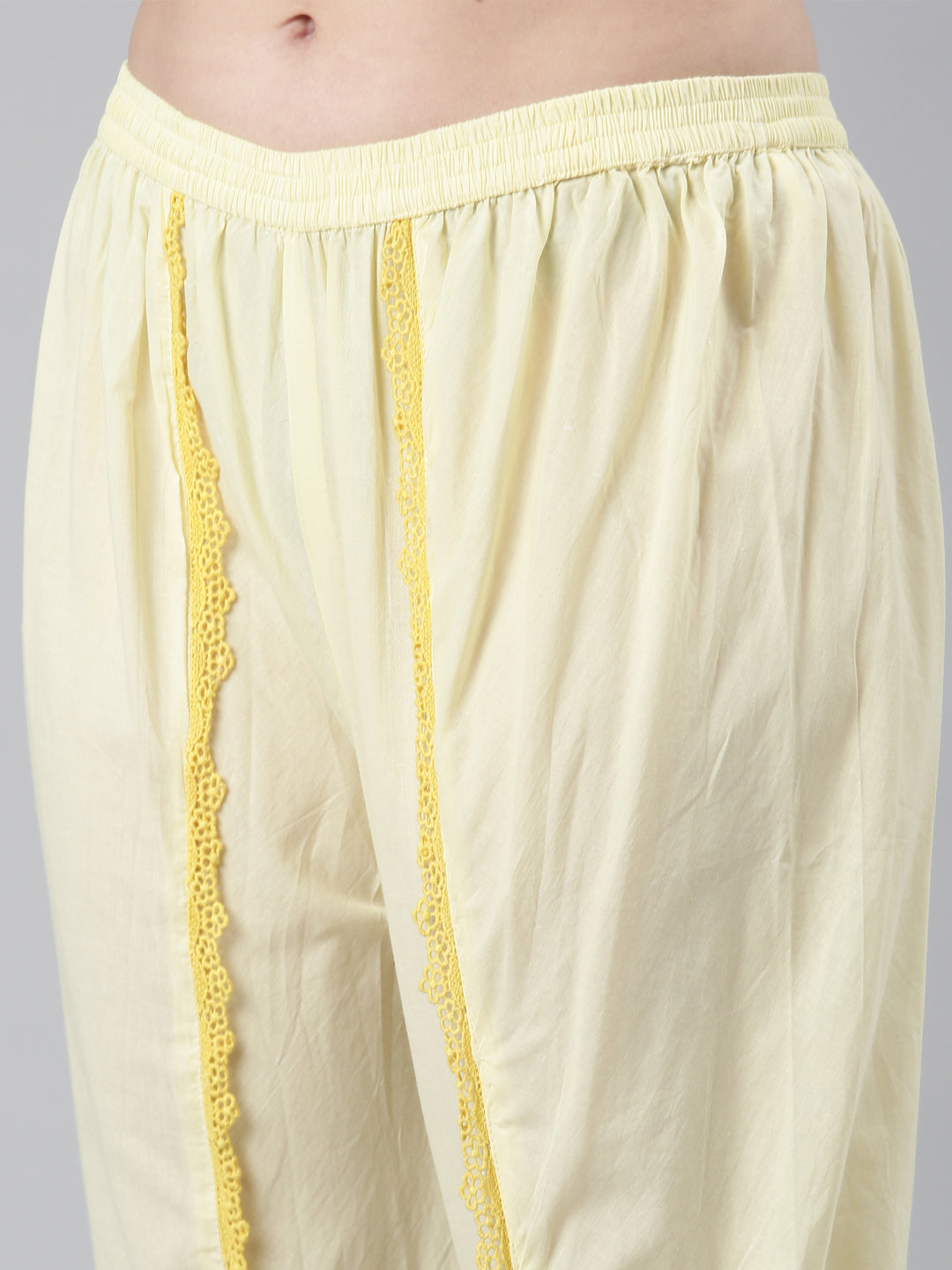 Neerus Yellow cotton printed kurta set - detail view 2