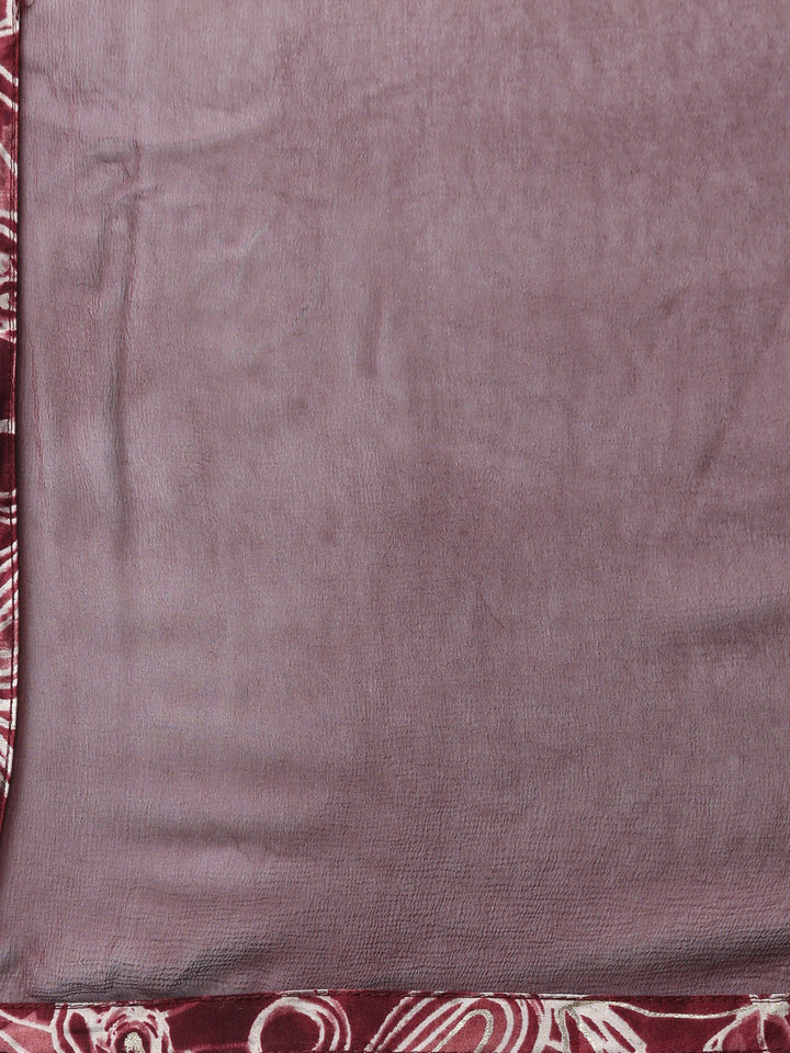 Neerus Maroon Shantoon printed suit set - detail view 4