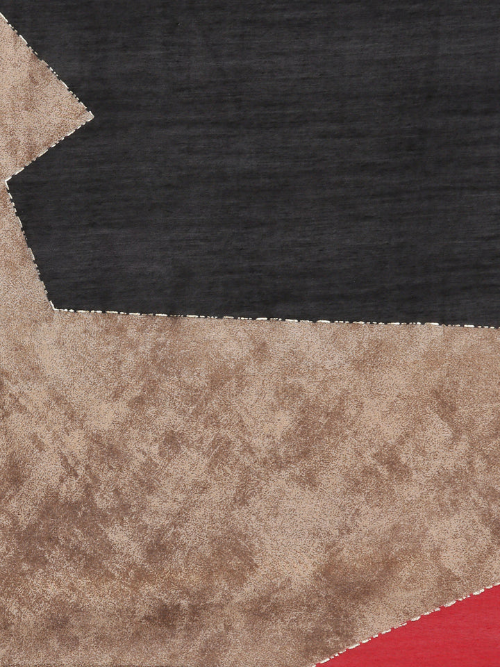 Neerus Black straight kurta suit set with trouser and dupatta - detail view 4