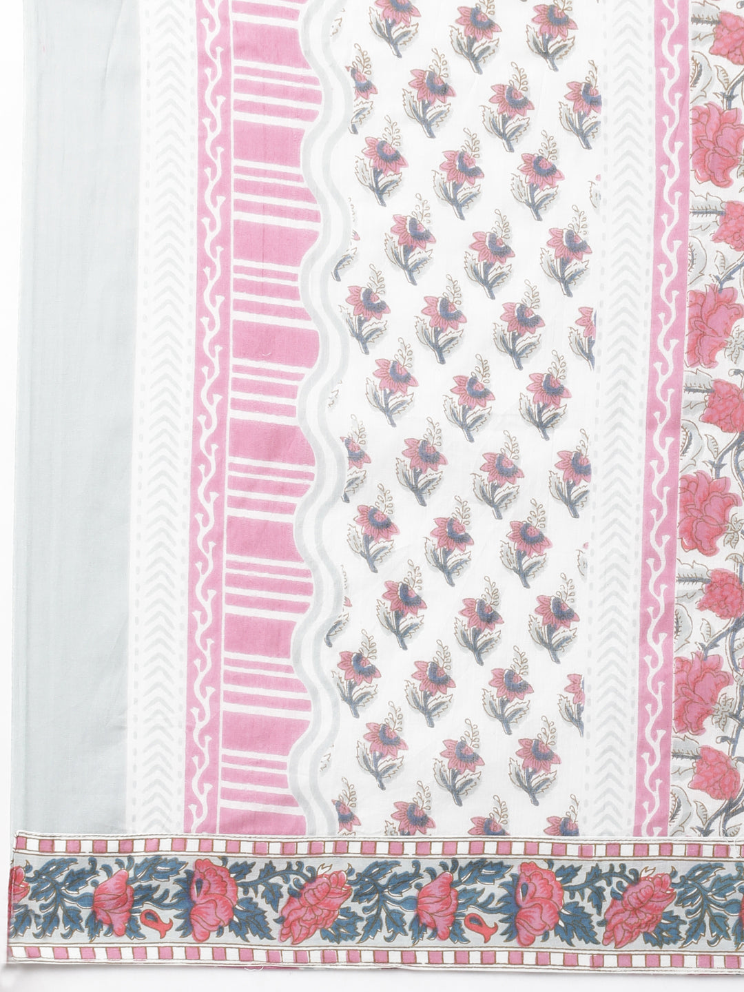 Neerus Pink cotton printed straight suit set - detail view 5