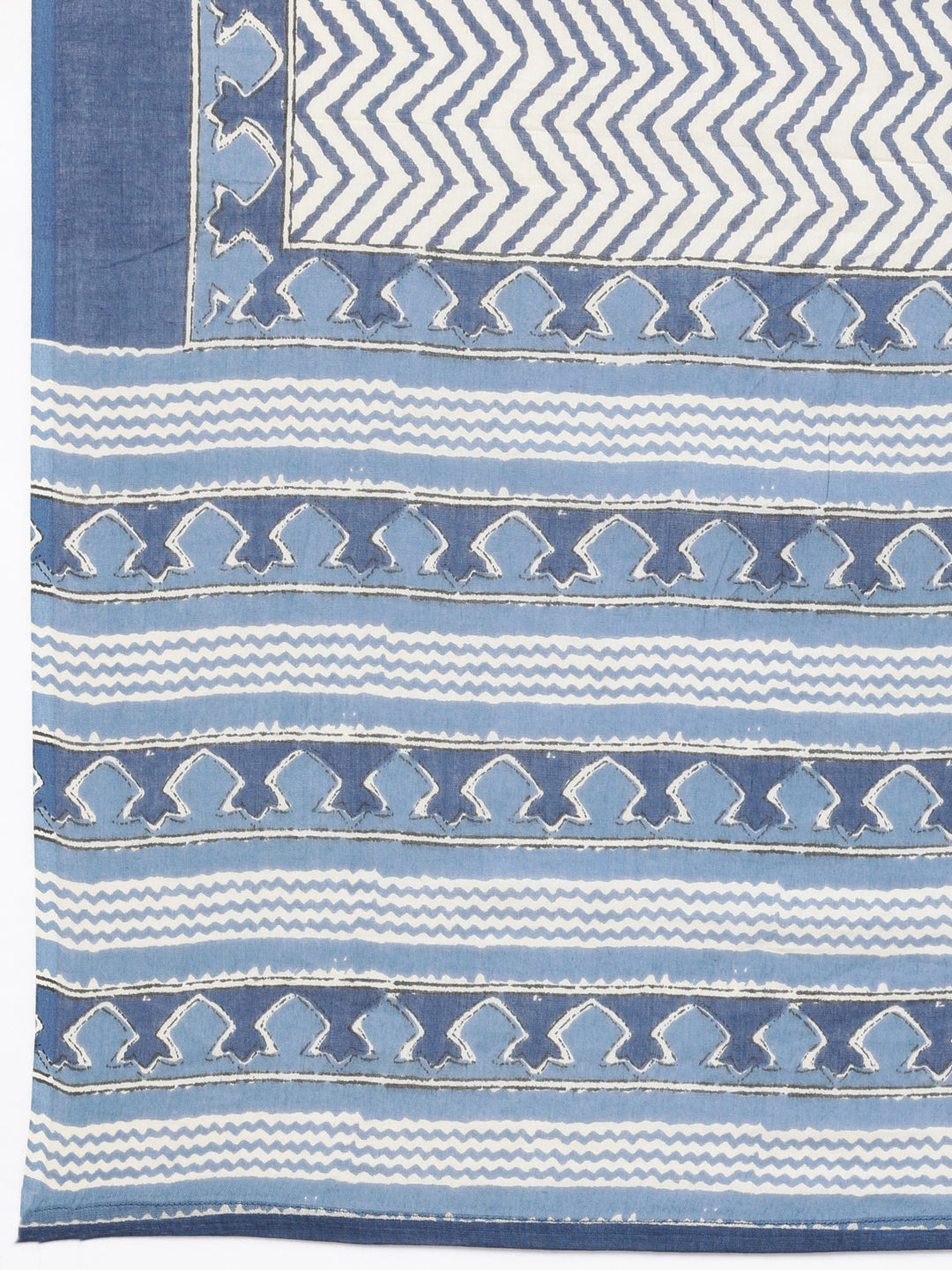 Neerus Blue cotton printed straight suit set - detail view 5