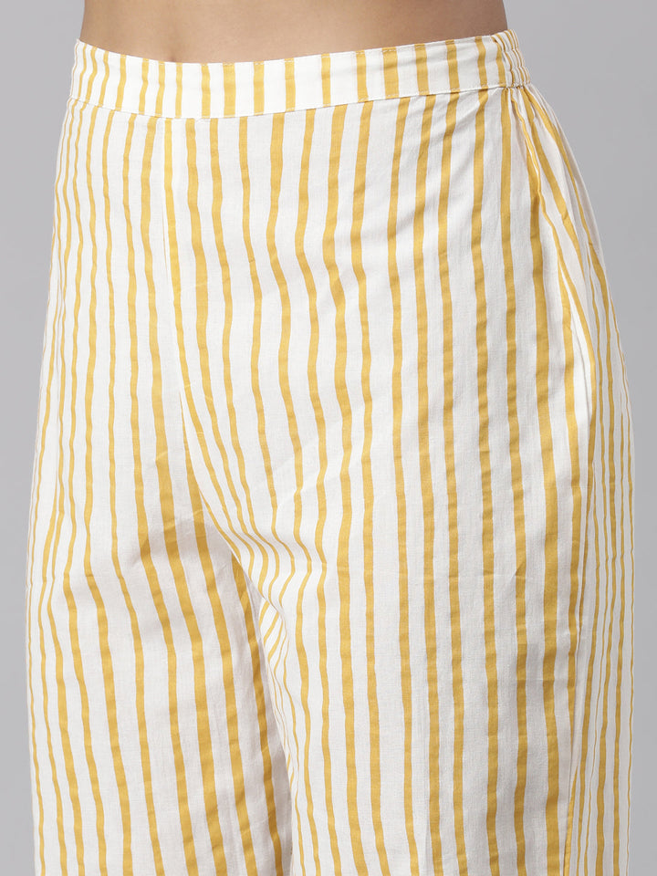 Neerus Yellow printed straight suit set - detail view 4