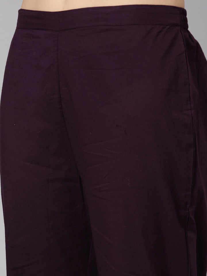 Neerus Purple Regular Straight Floral Kurta And  Trousers With Dupatta