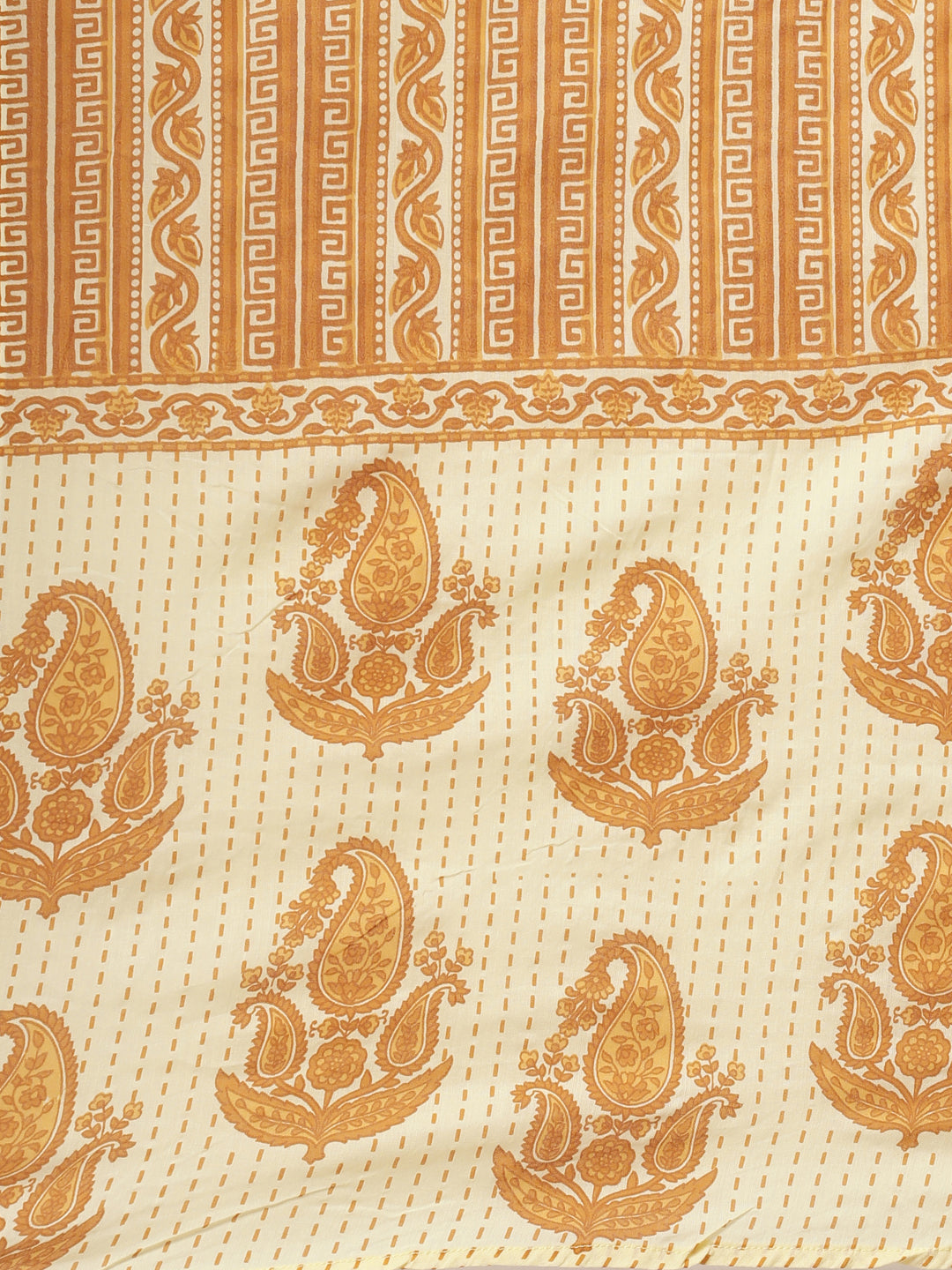 Neerus Yellow printed straight suit set kurta trouser dupatta - detail view 5