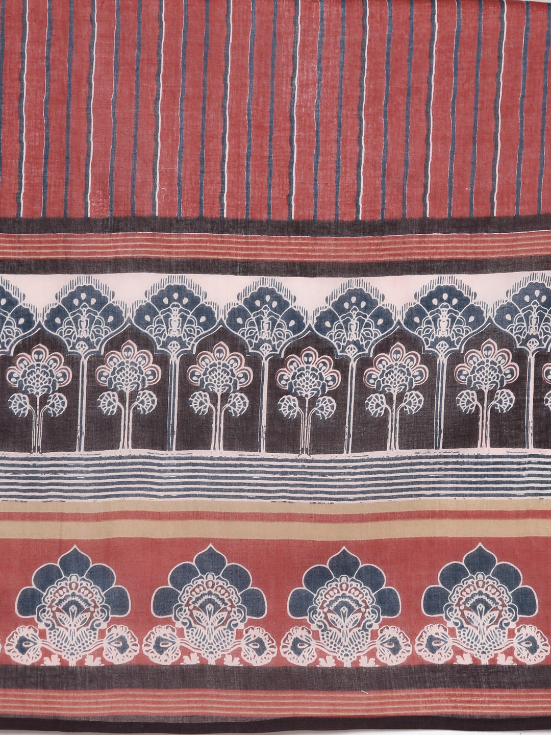 Neerus Maroon cotton printed straight suit set - detail view 4