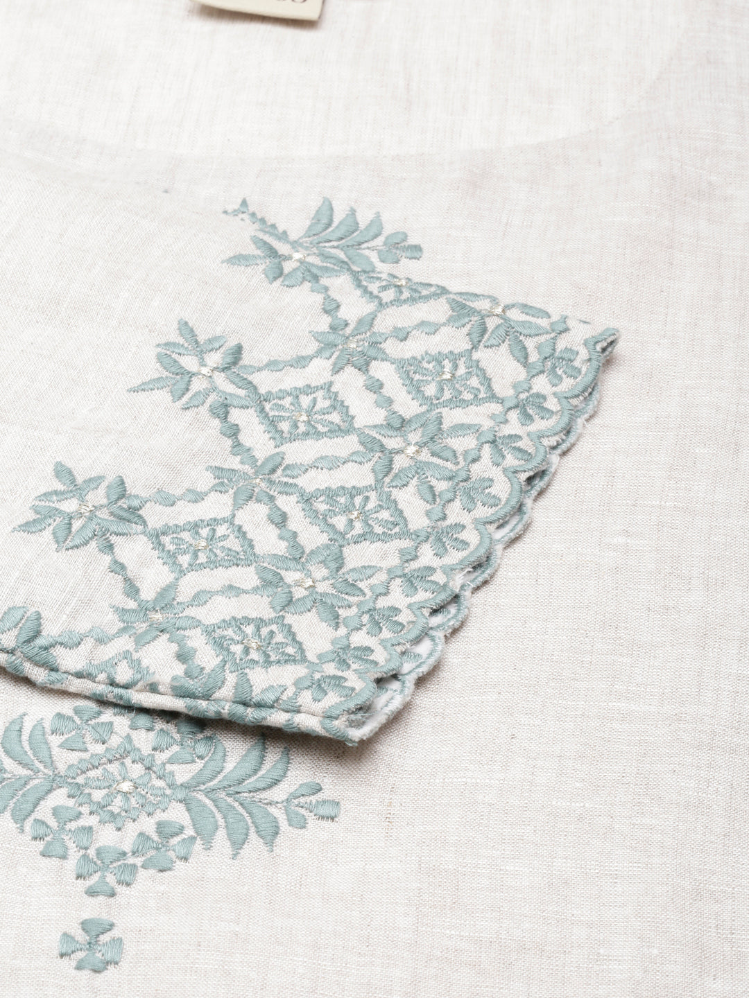 Neerus Beige linen embroidered kurta set - detail view 1