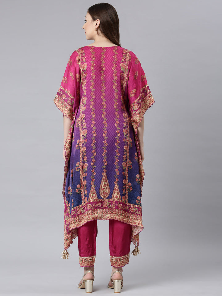 Neerus Multi crepe printed flared kurta set - detail view 1