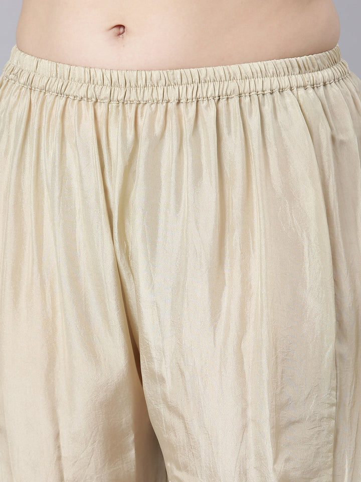 Neerus Beige georgette solid straight kurta set - detail view 3