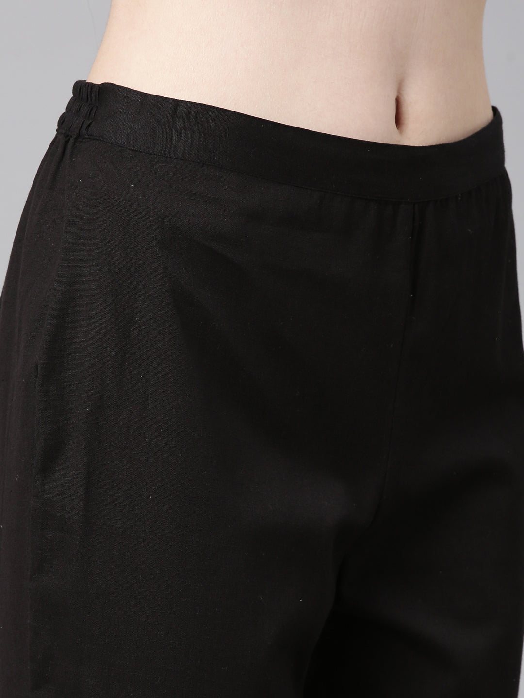 Neerus Black cotton embroidered kurta set - detail view 3