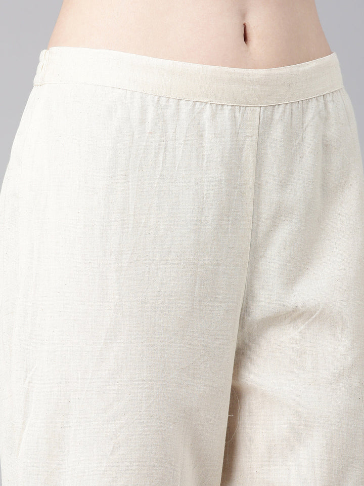 Neerus White cotton embroidered kurta set - detail view 3