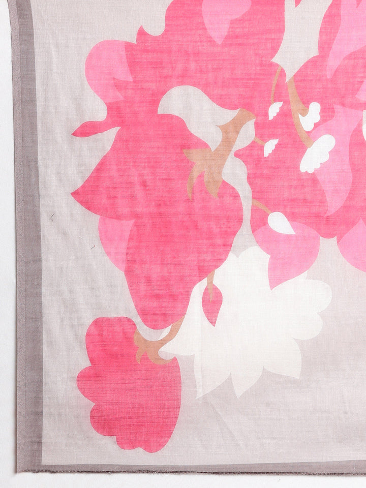 Neerus L gray Printed Straight Kurta and Trousers With Dupatta