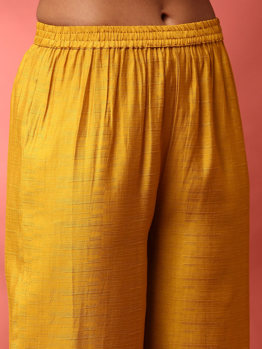 Neerus Yellow silk embroidered suit set - detail view 3