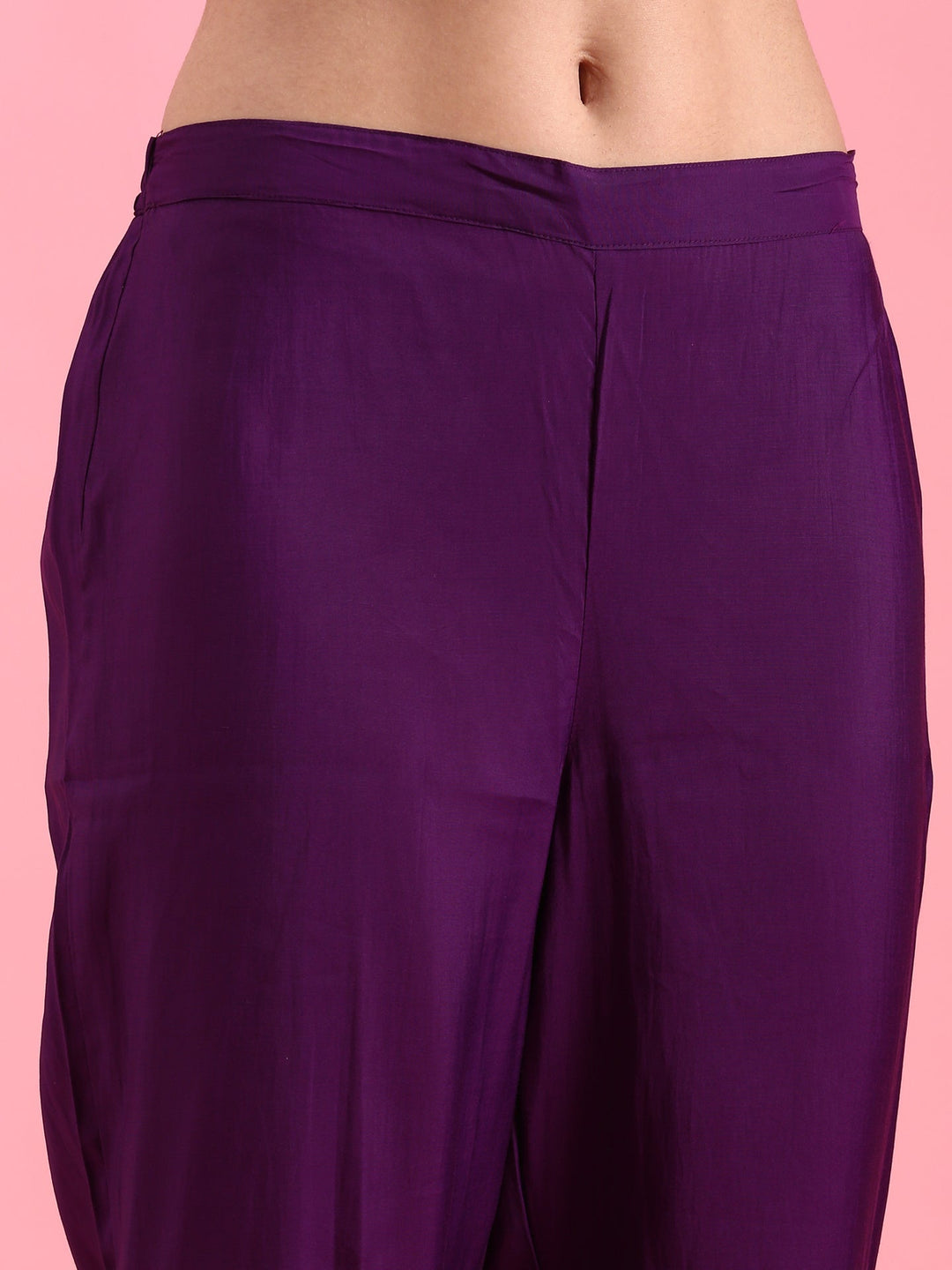 Neerus Purple silk kurta set - detail view 4