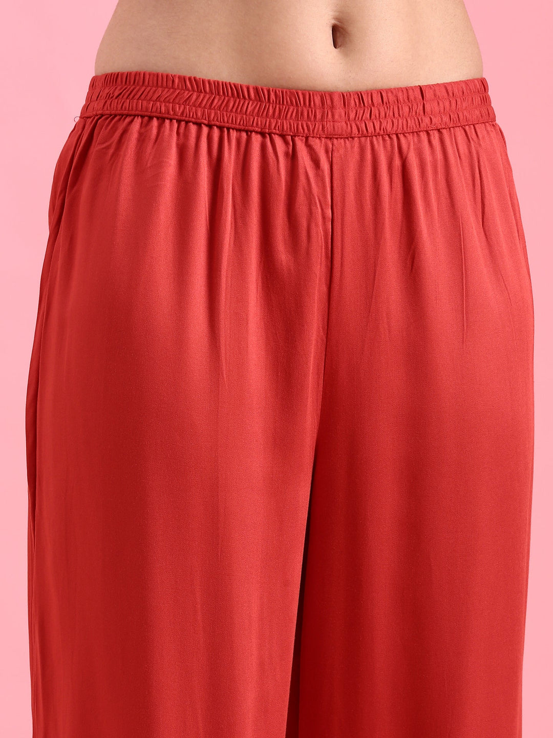 Neerus Orange rayon solid kurta set - detail view 3