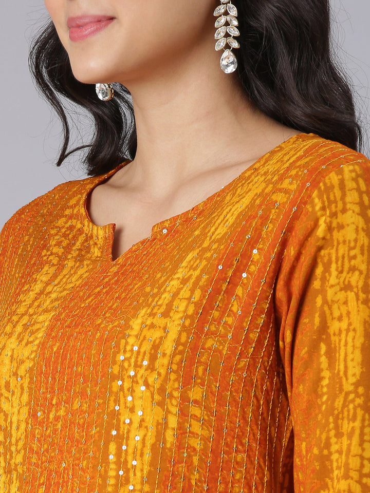 Neerus Gold Straight Casual Solid Kurtas