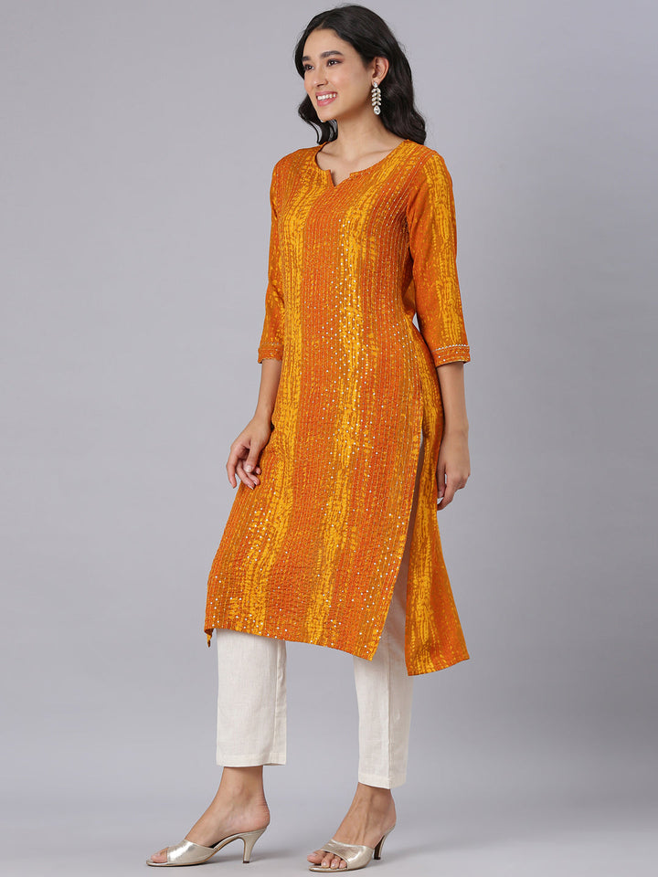 Neerus Gold Straight Casual Solid Kurtas