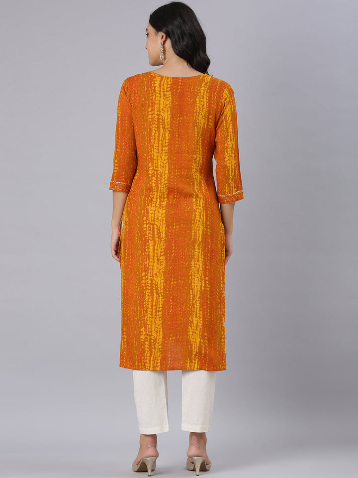 Neerus Gold Straight Casual Solid Kurtas
