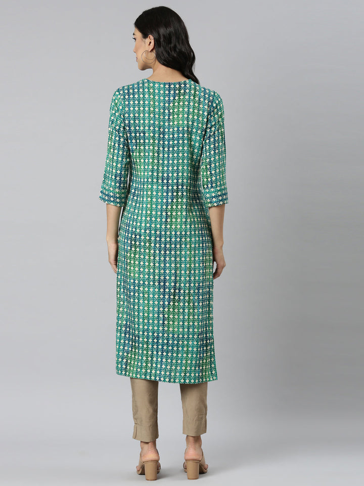 Neerus Green Casual Ethnic Motifs Straight Kurtas