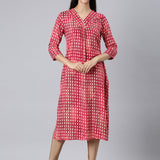 Neerus Red Casual Solid Straight Kurtas