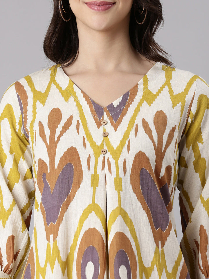 Lemon Cotton Flex Printed Kurta