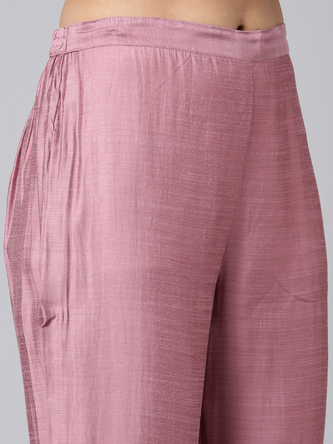 Neerus Pink silk solid straight kurta set - detail view 3