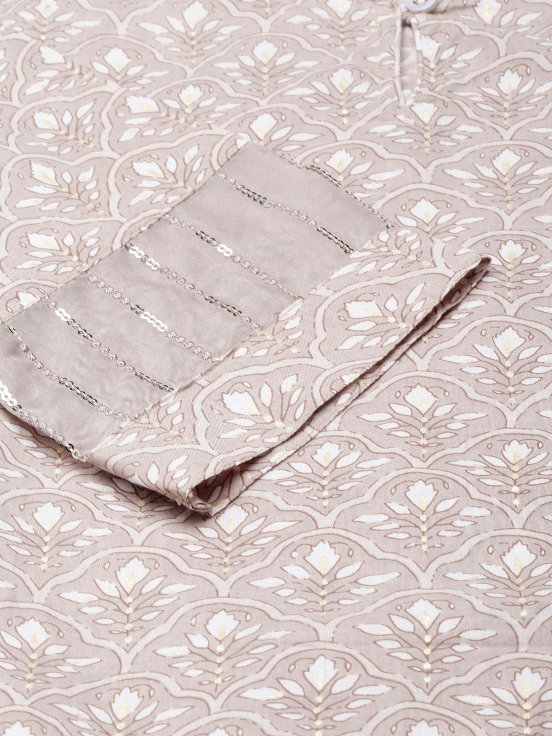 Neerus Brown printed floral straight kurta - detail view 4