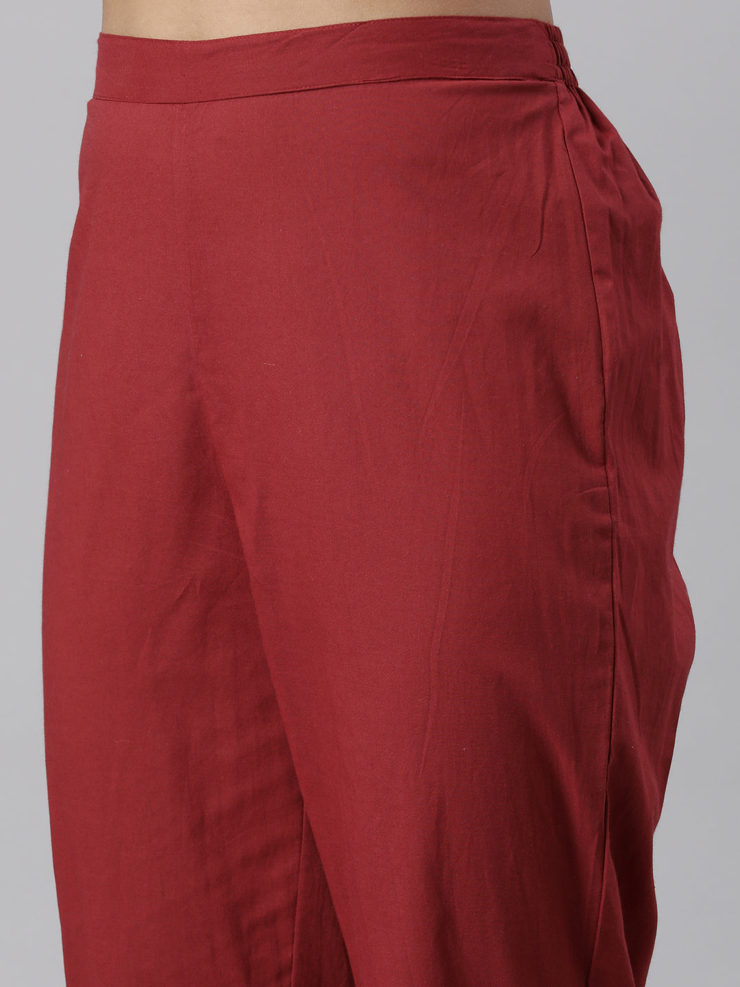 Neerus Maroon printed panelled kurta set - detail view 4