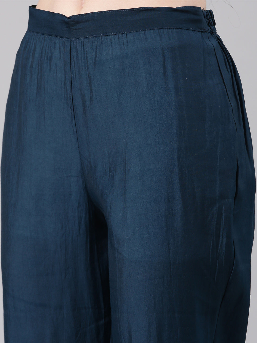 Neerus Blue modal solid kurta set - detail view 4