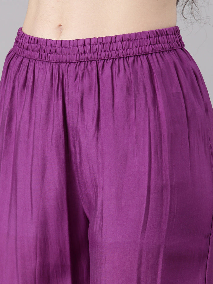 Neerus Purple muslin printed kurta set - detail view 4
