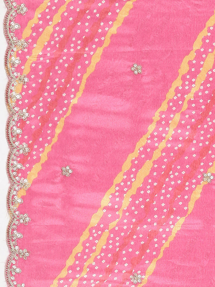 Neerus Pink Solid Straight Kurta and Trousers With Dupatta