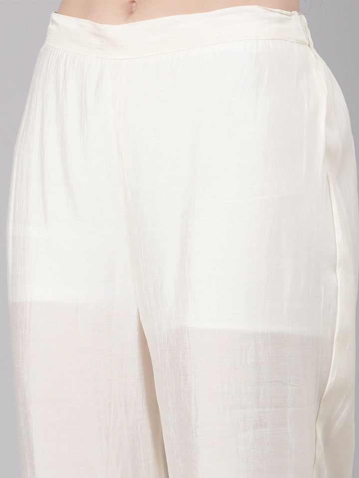 Neerus Yellow modal solid kurta set with trouser - detail view 4