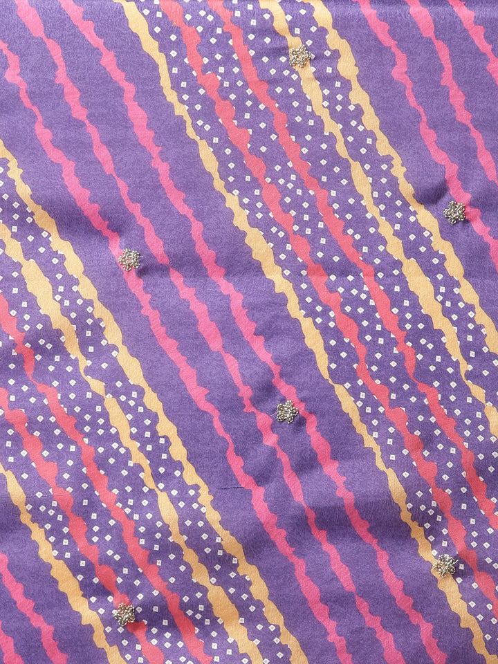 Neerus Purple Solid Straight Kurta and Trousers With Dupatta