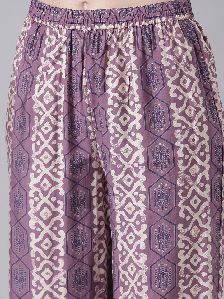 Neerus Purple Shantoon Solid Kurta Set - detail view 3