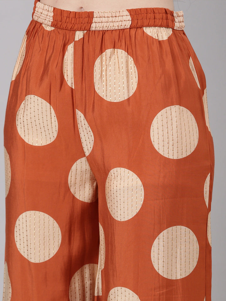 Neerus Orange modal straight kurta set - detail view 4