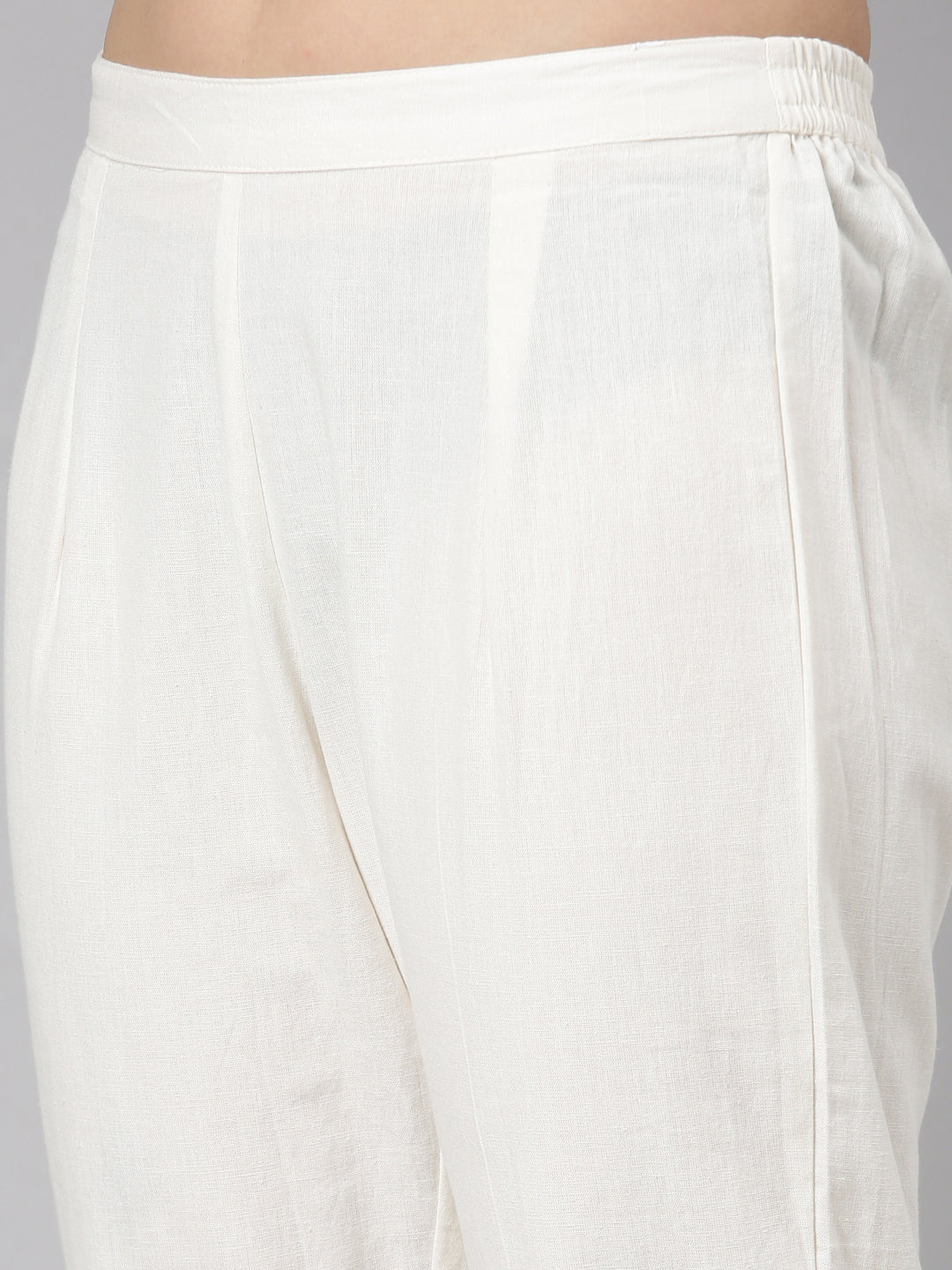Neerus Beige solid straight kurta set with trousers - detail view 2