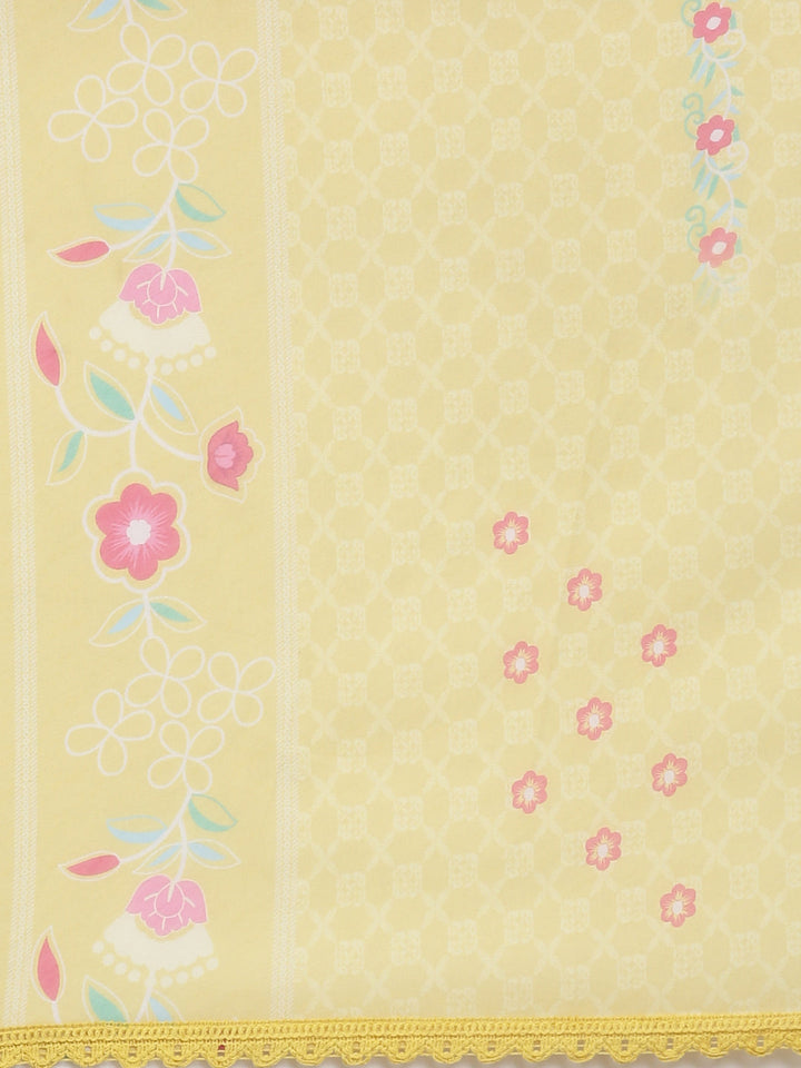 Neerus Yellow Chikankari Anarkali Suit Set - detail view 5