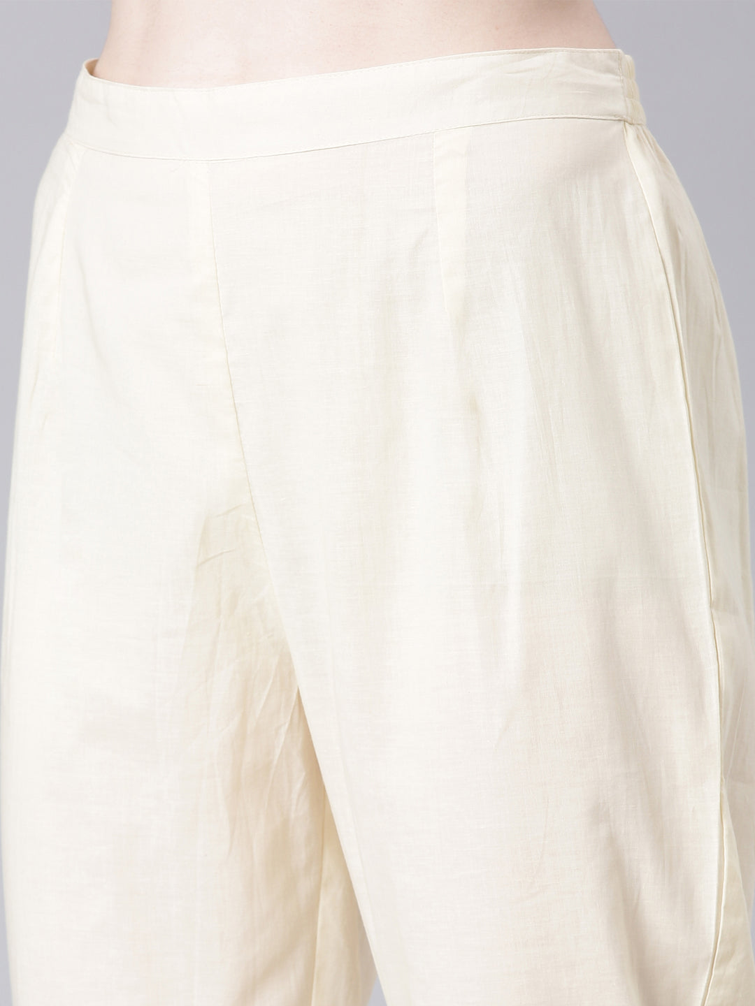 Neerus Beige cotton solid anarkali suit set - detail view 3