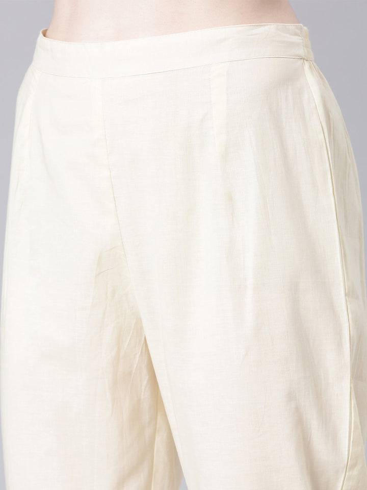 Neerus Beige cotton solid anarkali suit set - detail view 3