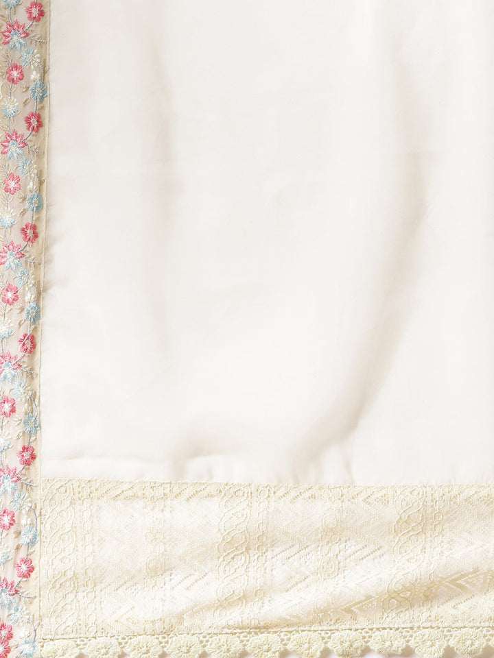 Neerus Beige cotton solid anarkali suit set - detail view 4