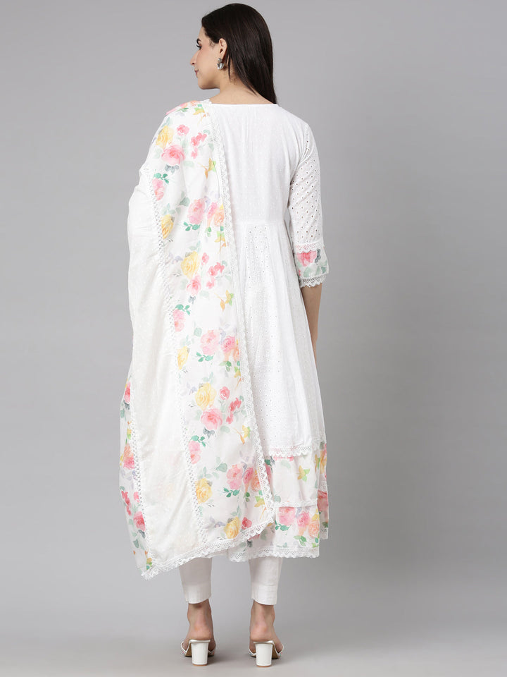 Neerus Pink floral printed anarkali kurti - side view