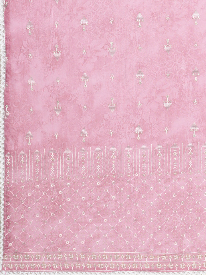 Neerus Pink cotton printed suit set - detail view 4