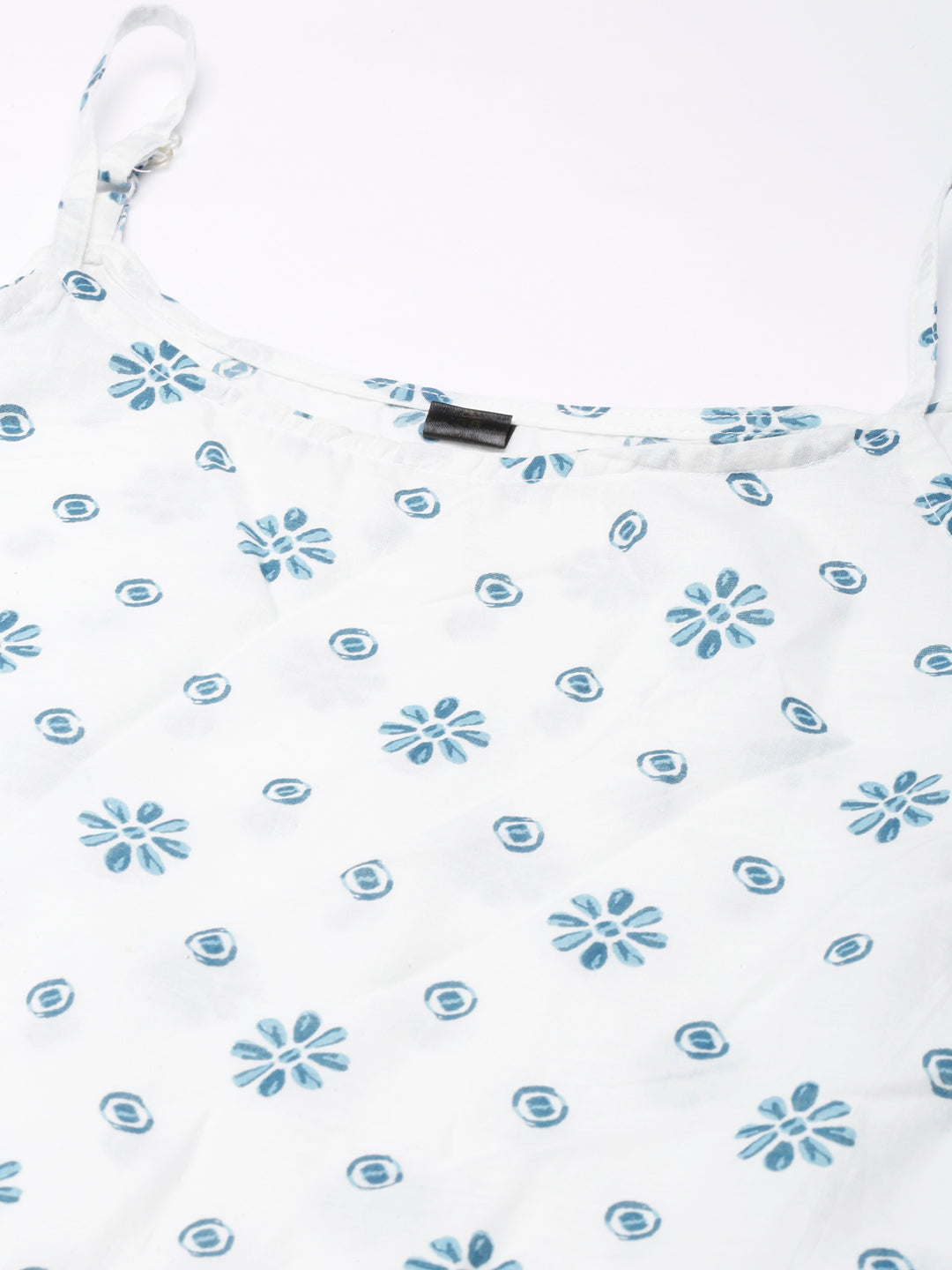 Neerus Blue cotton printed floral straight kurta - detail view 3