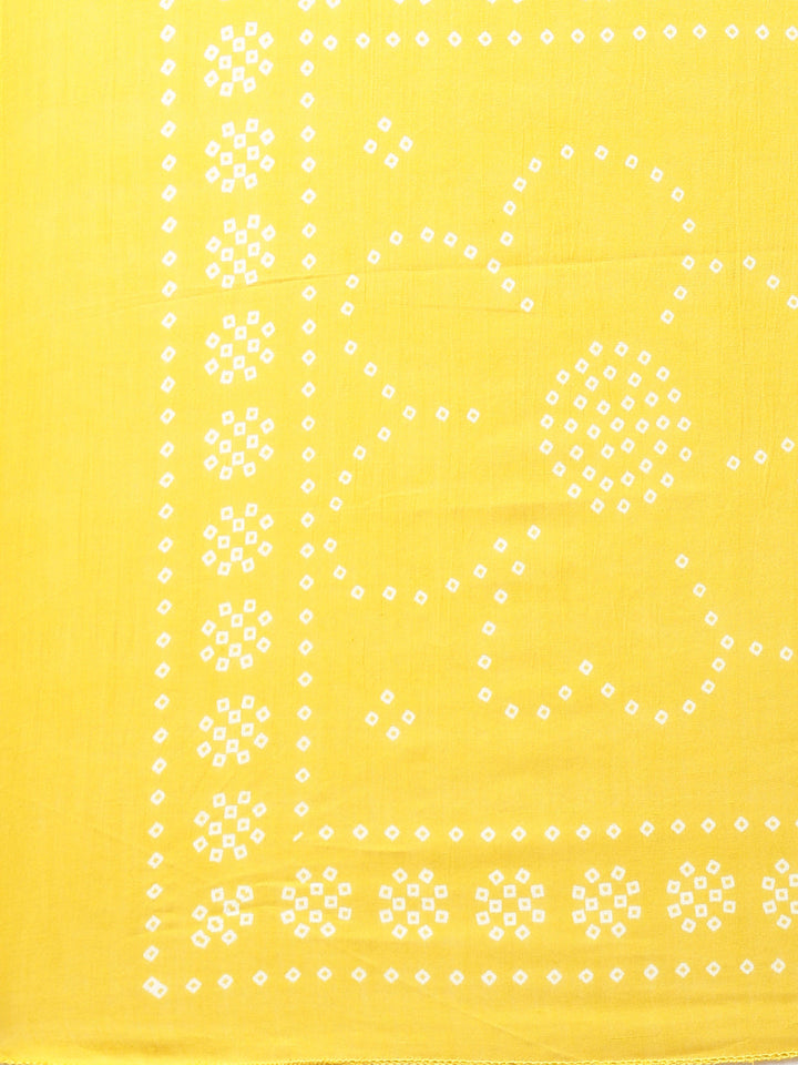 Neerus Mustard Printed Straight Kurta and Trousers With Dupatta