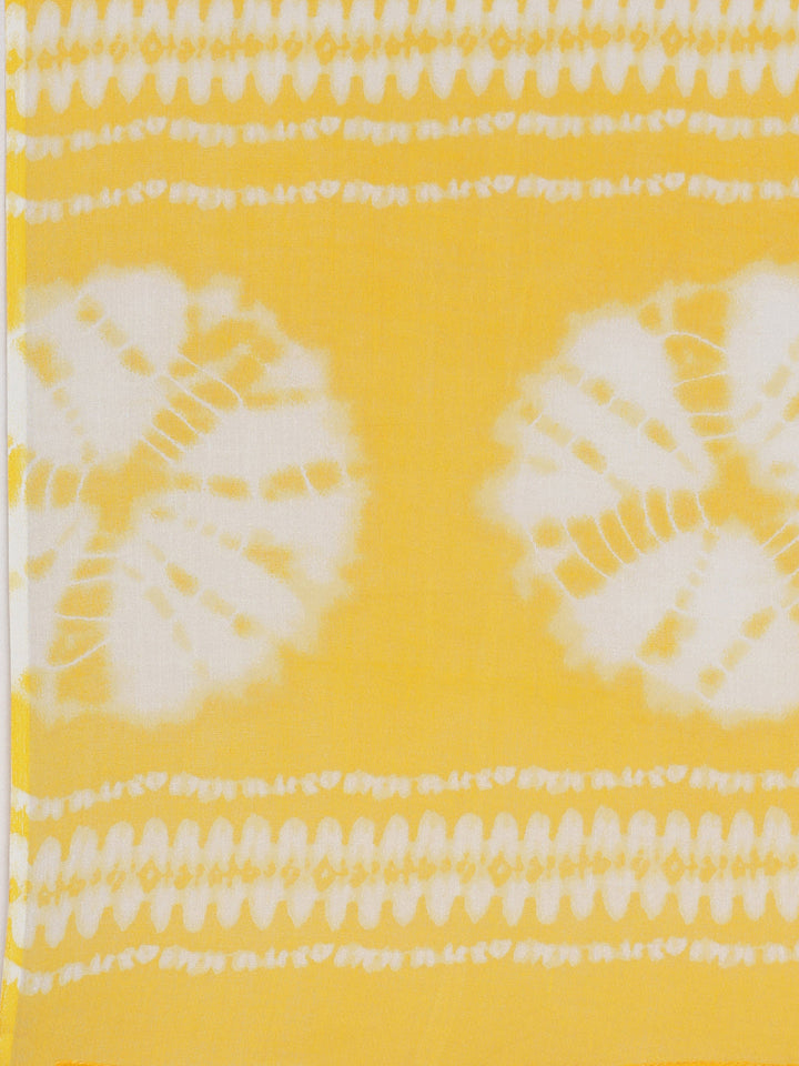 Neerus Mustard Printed Straight Kurta and Trousers With Dupatta