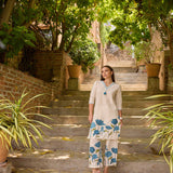 Neerus Blue Printed Straight Kurti and Palazzos