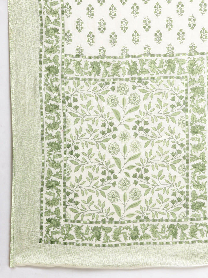 Neerus Green Printed Anarkali Kurta and Trousers With Dupatta